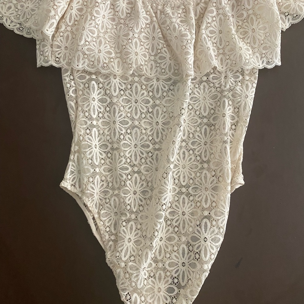 Victoria's Secret Cream Lace Bodysuit